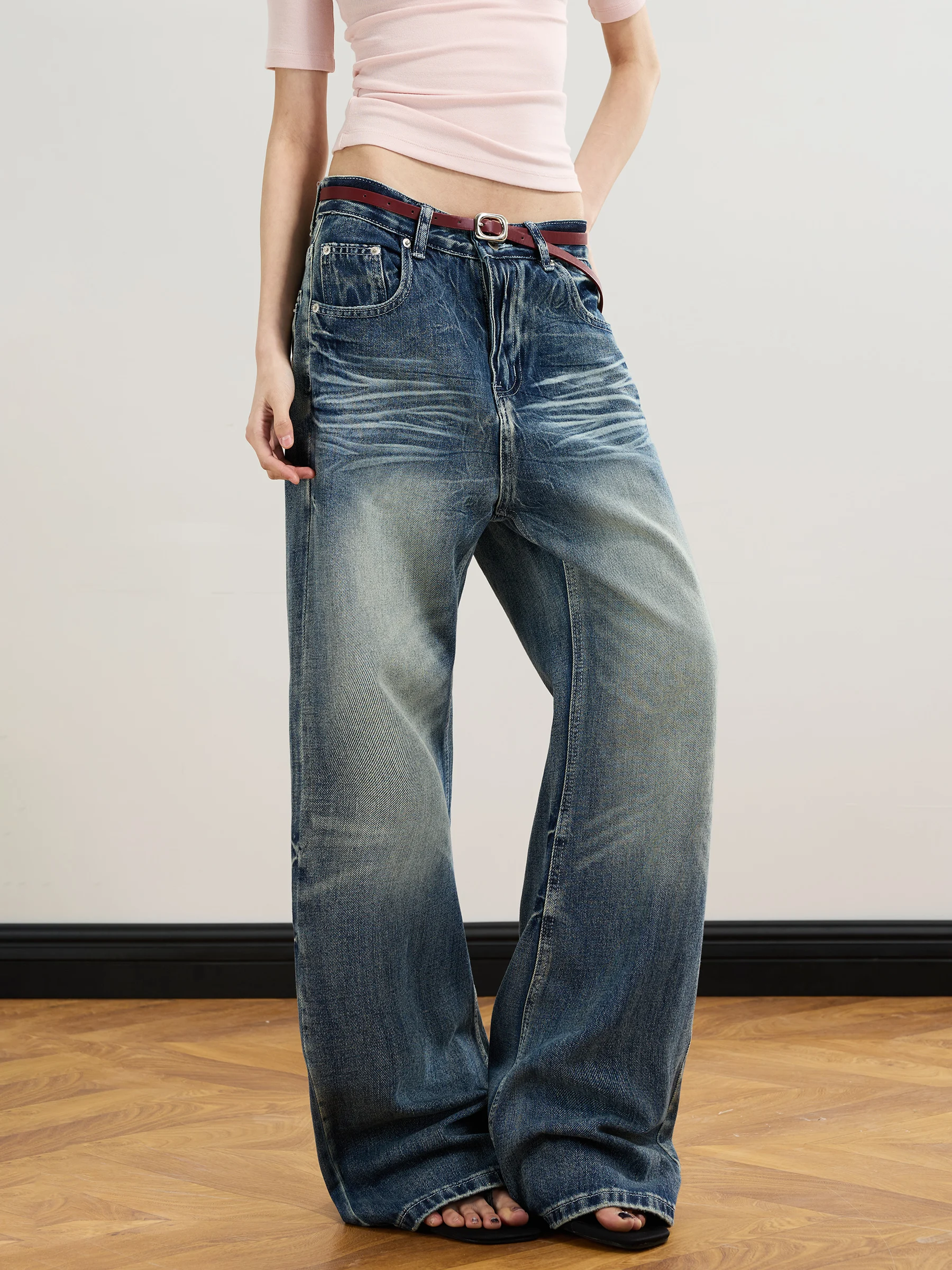 

JUNECUT American Retro Waed Micro Flared Jeans New Sle Spicy Girl Loose Wide Leg Versatile Casual Pants for Women