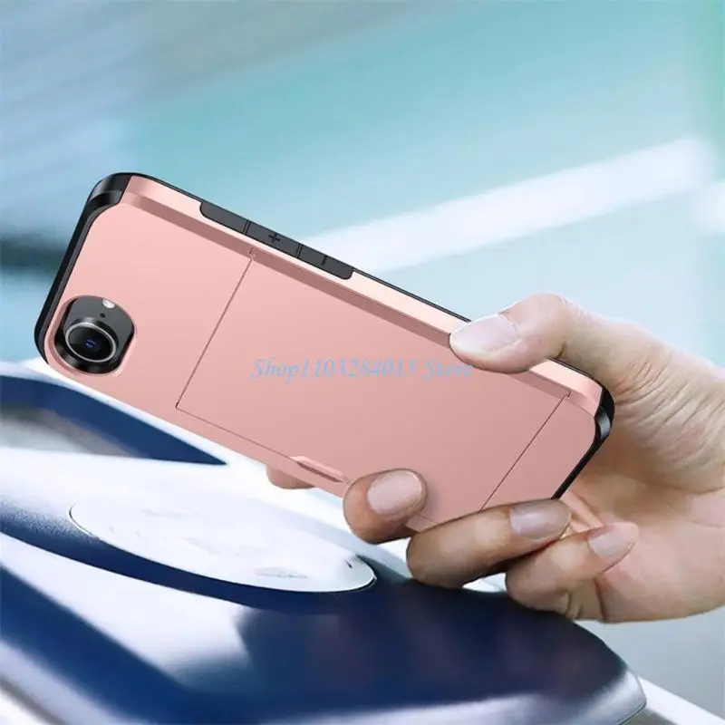 R6FF Protective Phone Wallet Case Cover Housing Sleeve with Builtin Card Slot Compartment and Impact Absorption Everyday Use