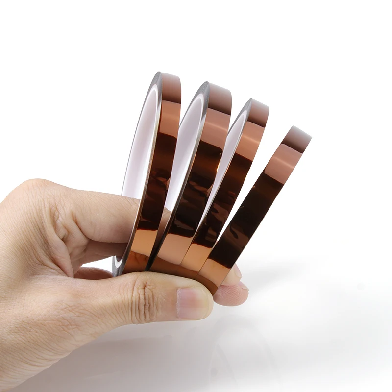 33 متر/لفة بوليميد الشريط 3/5/8/10/20/30/50/80/100 مللي متر بغا ارتفاع درجة الحرارة الذهب فيلم لاصق مقاومة للحرارة للأشرطة الإلكترونية