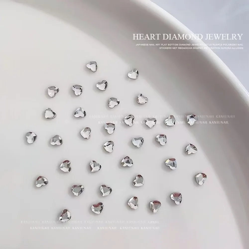 50 pièces 3mm amour diamant bijoux Nail Art couleur fond plat en forme de diamant Pop ongles accessoires ongles décoration ongles fournitures