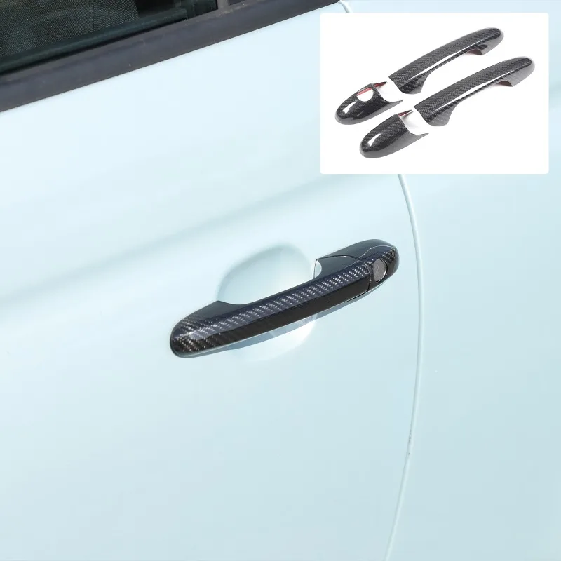 

4pcs Real Carbon Fiber For 2007-2026+ Fiat 500 Exterior Door Handle Cover Handle Protective Shell Car Exterior Accessories