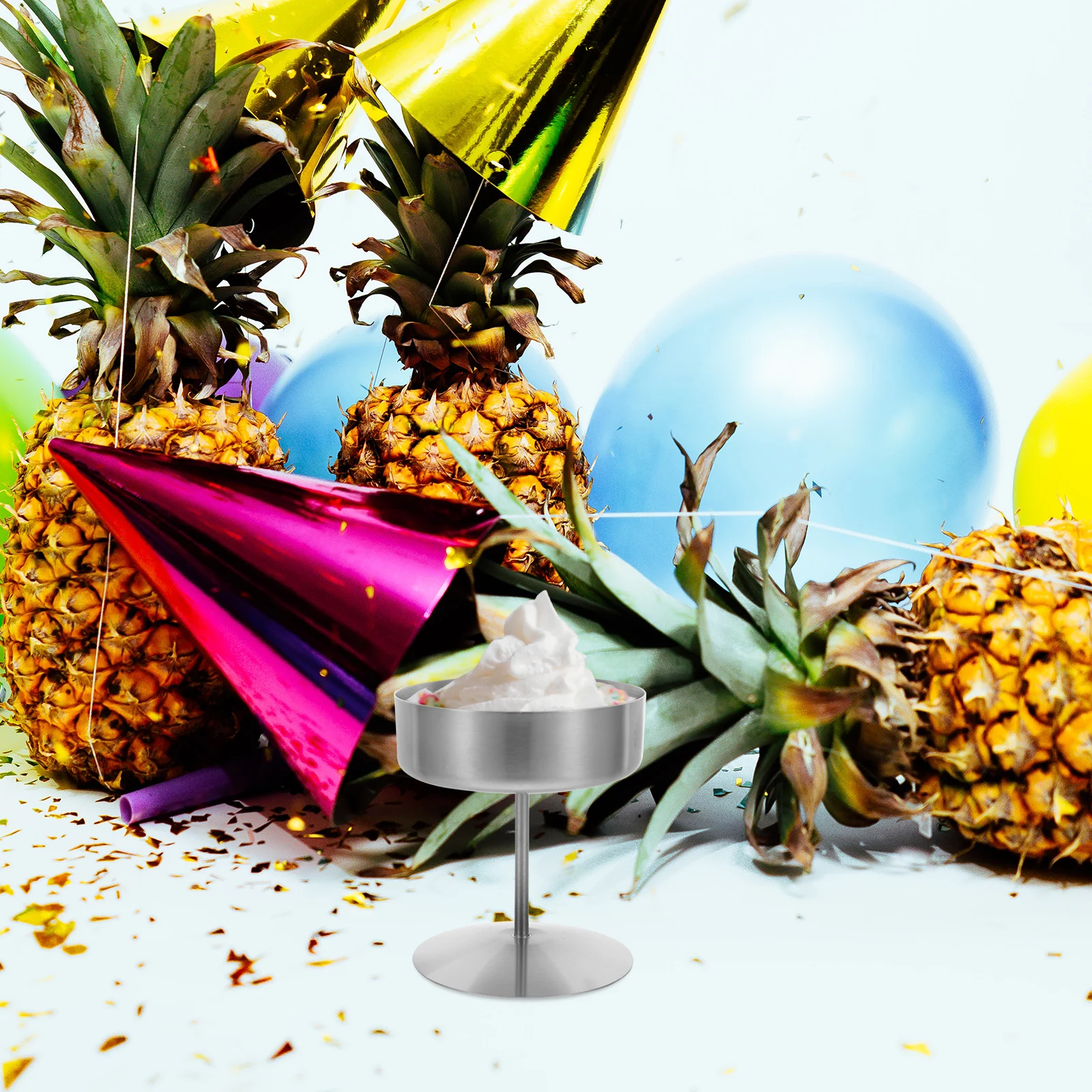 

Stainless Steel 200ml Dessert Cup Footed Ice Cream Pudding Bowl Easy Clean Modern Style Home Restaurant Party