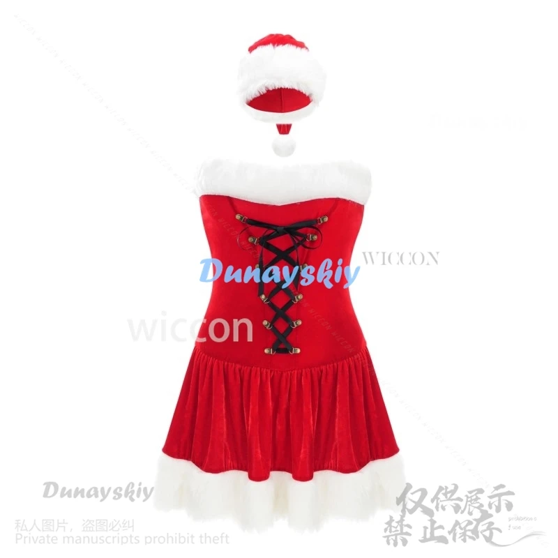 Anime Natale Costume Cosplay Donne di alta qualità Sexy Velluto rosso Vestito da festa Calze Babbo Natale Cosplay Lolita Personalizzato