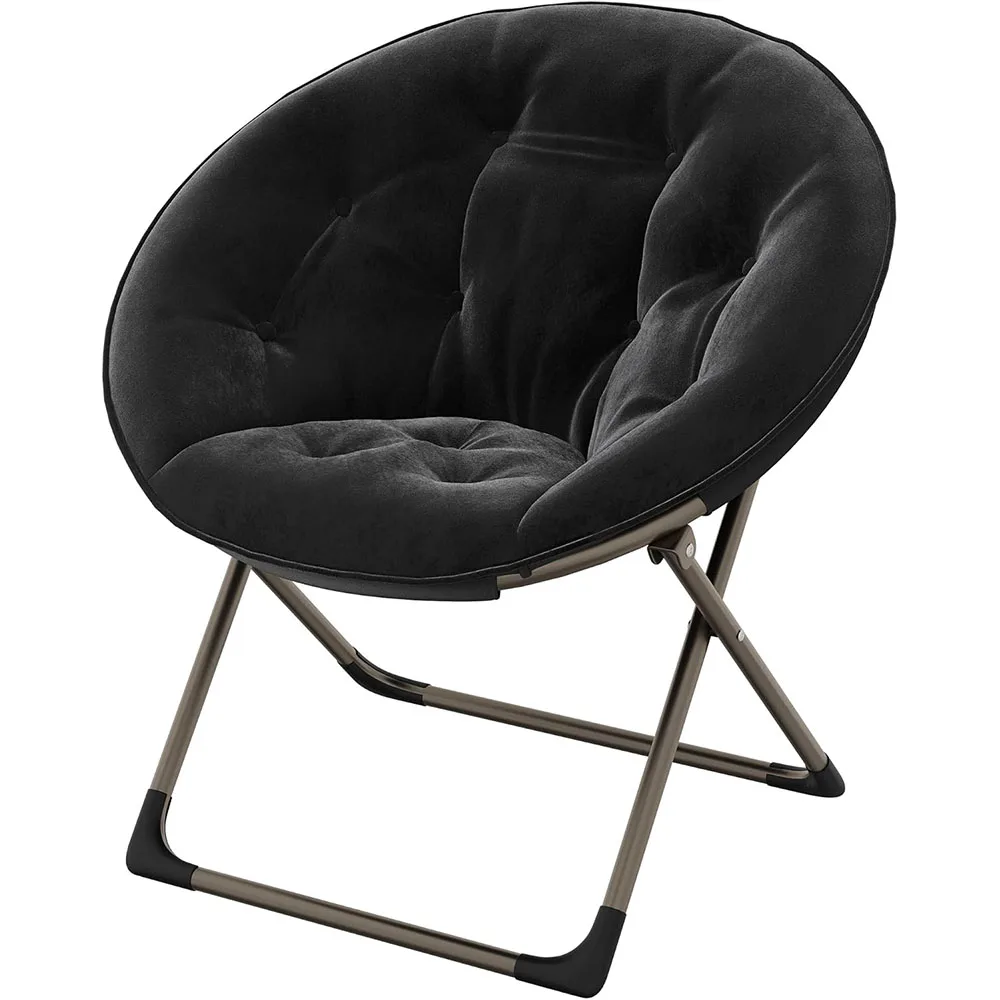 

Folding Saucer Chair, Plush Lounge Chair with Sturdy Metal Frame, Oversized Comfy Flower Accent Seat for Adults, Teens, Kids, Be