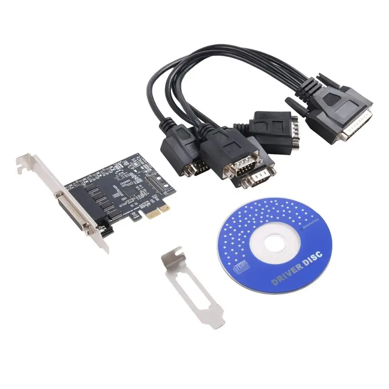 Stylish-2X PCI-E Serial Port Card Pcie To 4 Serial Port RS232 9-Pin Industrial Control 4-Port Expansion Card AX99100 With Cable