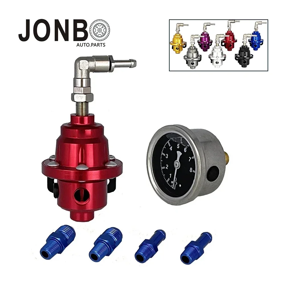 JONBO  Universal Car Adjustable  Fuel Pressure Regulator Type-S With Gauge And Instruction With logo