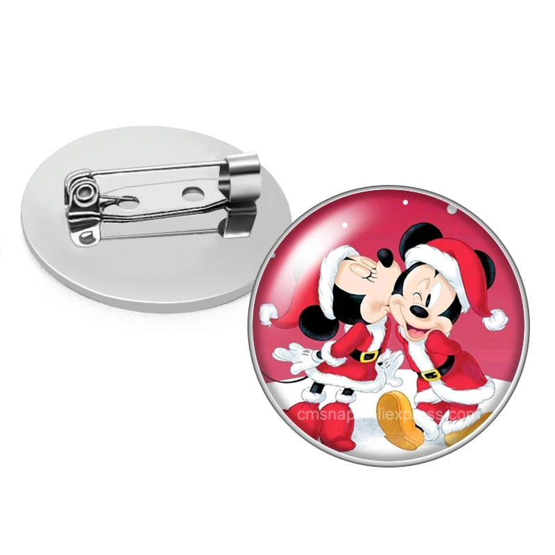 Disney Mickey Minnie mouse Love Photo Glass cabochon Brooch pinback button Bag Clothes Denim Jeans Lapel Pin Badge Jewelry