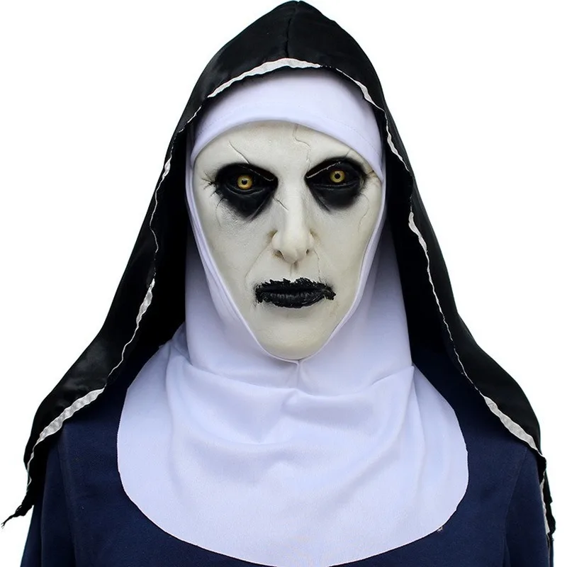 The Nun Horror Mask Cosplay Valak Scary Latex Masks with Headscarf Full Face Helmet Halloween Party Props