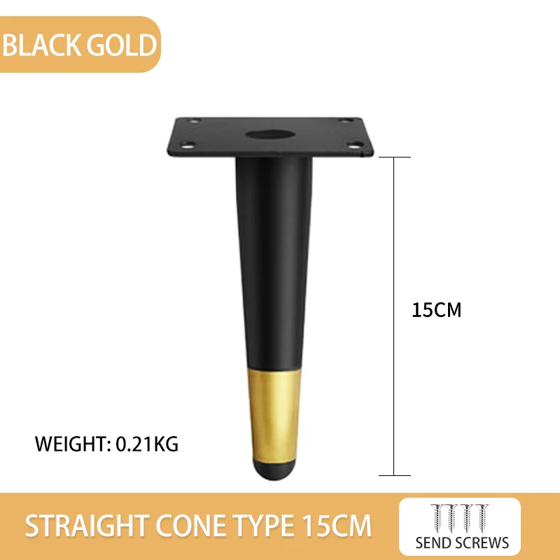 

4PCS Metal Furniture Legs Black Gold Tapered Stool Chair Desk Sofa Bedside Cabinet Replacement Table Leg 10/12/15/17/20/25/30CM