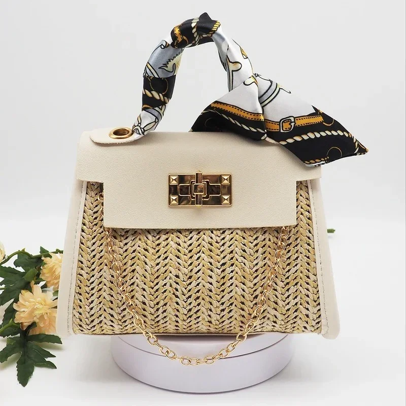 

European and American Retro Snake Pattern Grass Woven Versatile Foreign Trade New Trend Fashion Chain Crossbody Shoulder Bags