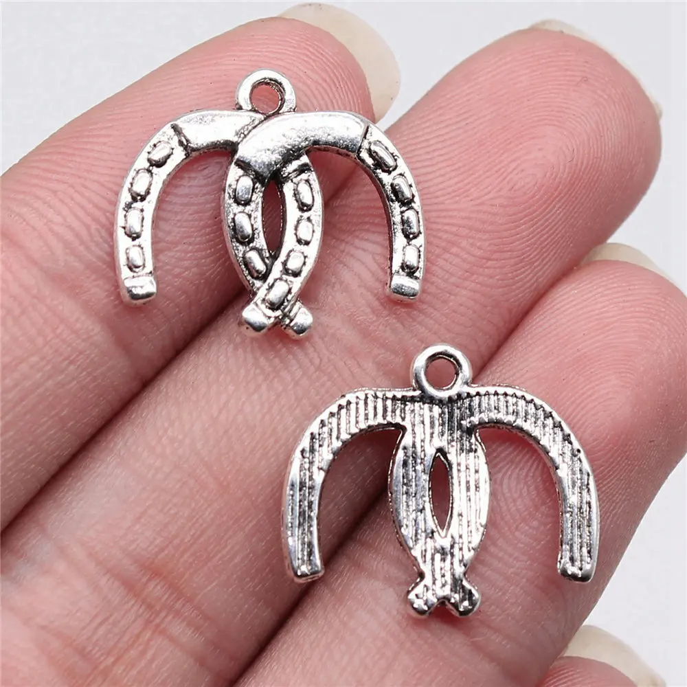 Diy Accessories Double Horseshoe Charms Jewelry Materials 20x17mm 10pcs