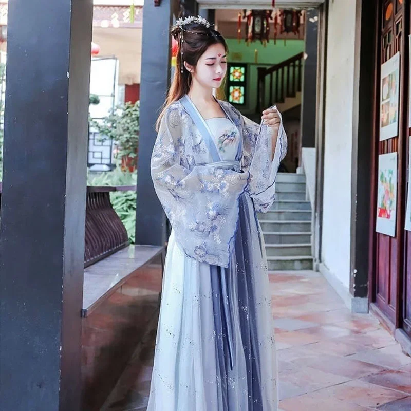Saia longa de hanfu feminina, cinto antigo, preguiça, estilo chinês, Canghai Fu Hua Shen Fu, cintura de comprimento, retrô