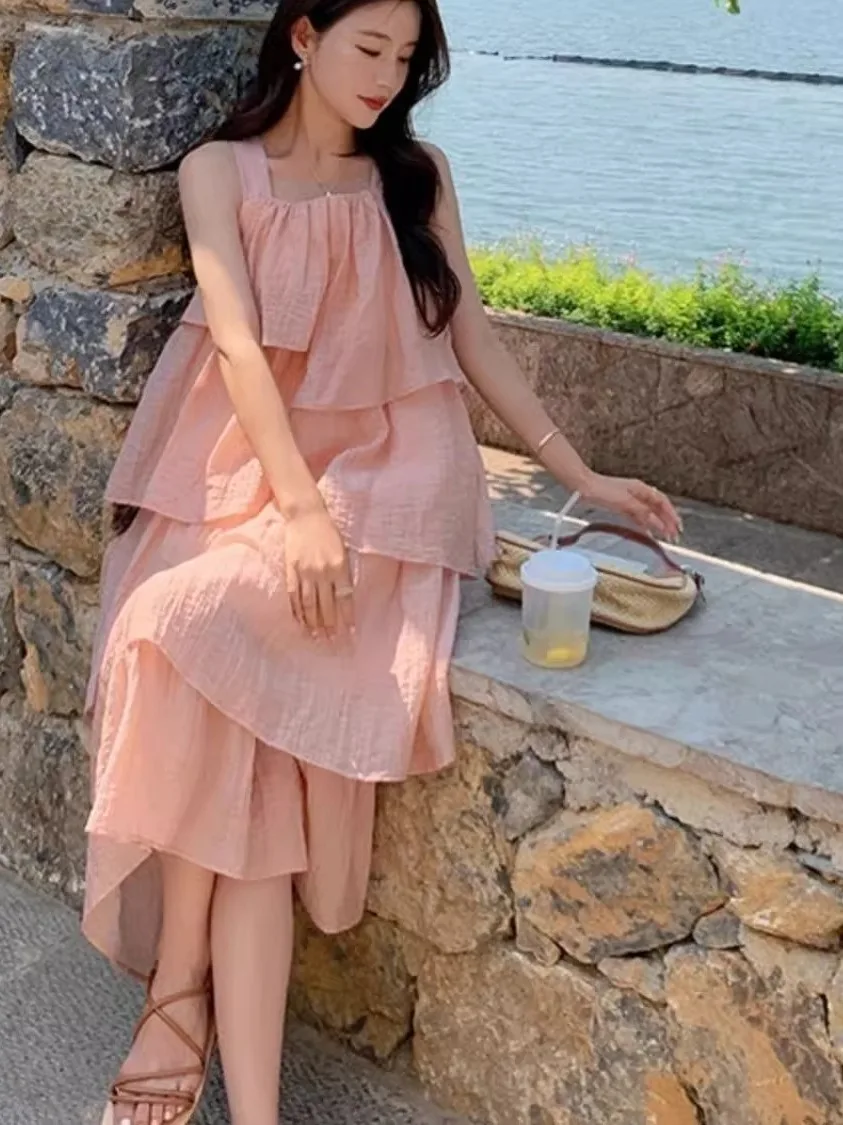 เดรสทรงเอพลีทเอวสูงสำหรับผู้หญิงไซส์ใหญ่ 300 ปอนด์ สไตล์หวานๆ เหมาะสำหรับใส่ไปทำงานหรือวันหยุดฤดูร้อน ความยาวปานกลาง