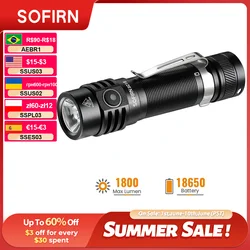 SOFIRN SC18 1800lm SST40 LED 18650 Torch TIR Optics Lens EDC Flashlight USB C Rechargeable Lantern