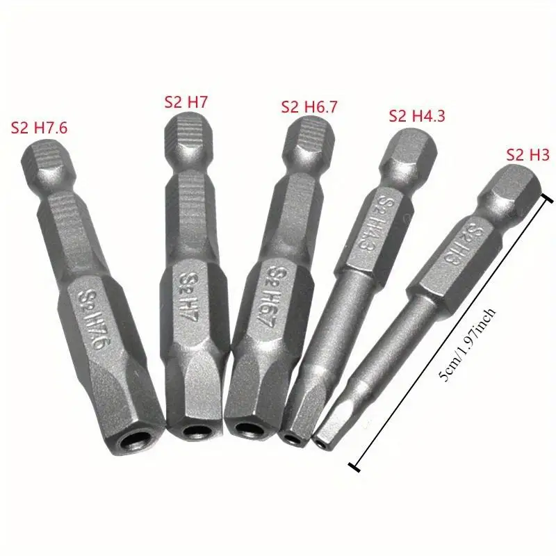 5pcs Plum Blossom Head Alloy Steel S2 High Quality Single Head Solid or Perforated Hexagonal