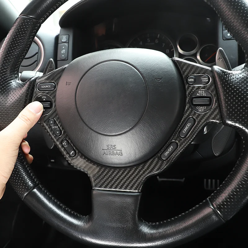 For 2008-2016 Nissan GTR R35 steering wheel button frame trim Car trim accessories Real carbon fibre steering wheel button frame