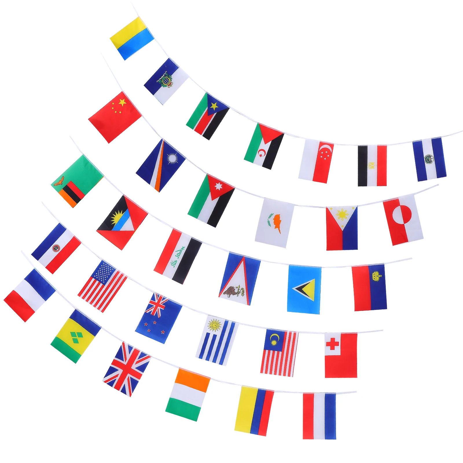 

100 Countries Flags Banner String National Flag Decorations Polyester Smooth Non fade Indoors Outdoors School Garden