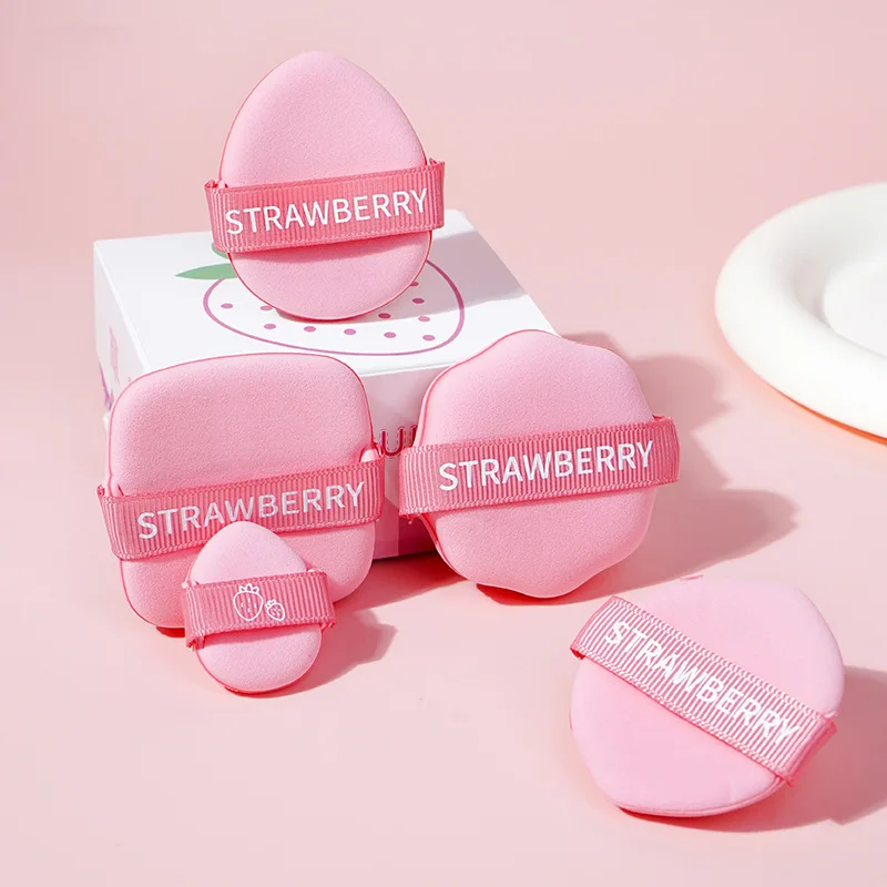 5 قطعة/صندوق الفراولة الرطب والجاف قابلة لإعادة الاستخدام نفخة مجموعة مزدوجة الجانب النساء لينة ماكياج الإسفنج الجمال يشكلون مسحوق أدوات