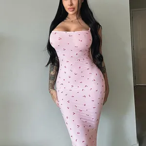 Hugcitar-Desilizations with Elegant Stamps Women's Cherry, Sexy Bodycon, Maxi Dress, Graduation Dress, Spring, Summer, Women's Clothes, Birthday, Beach, Festival, 2022 10 Main Sales Strawberry Dress - №10