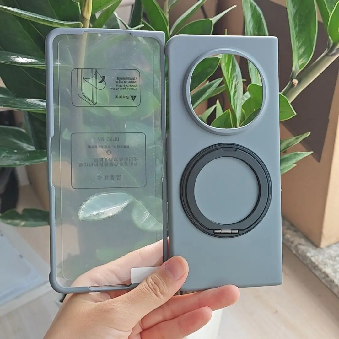 Für OPPO Find N5 Hülle Matt PC Magnetisch 360° °   Rotierender Ringständer Anti-Fingerabdruck-Abdeckung für Find N 5, mit Folie