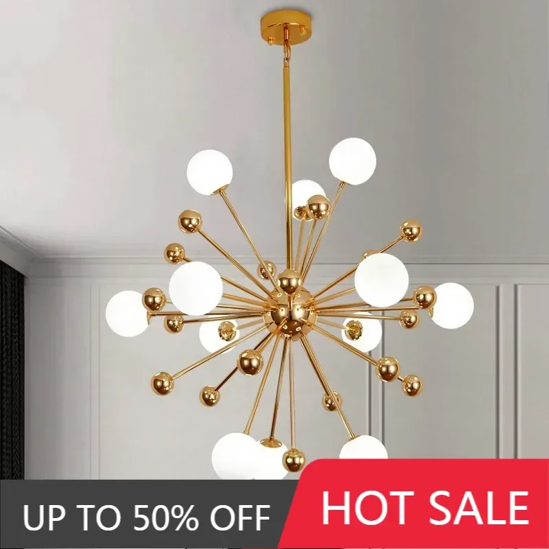 2025 Globe Chandelier Lighting Kitchen Restaurant Golden Chandelier Plexiglass Acrylic Molecule Sputnik Lamp Italian Chandelier