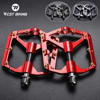 WEST BIKING Carbon Fiber Tube Bicycle Pedals MTB Road Footrest Ultralight Aluminum Alloy 3 Bearings Non-slip Bike Accessories
