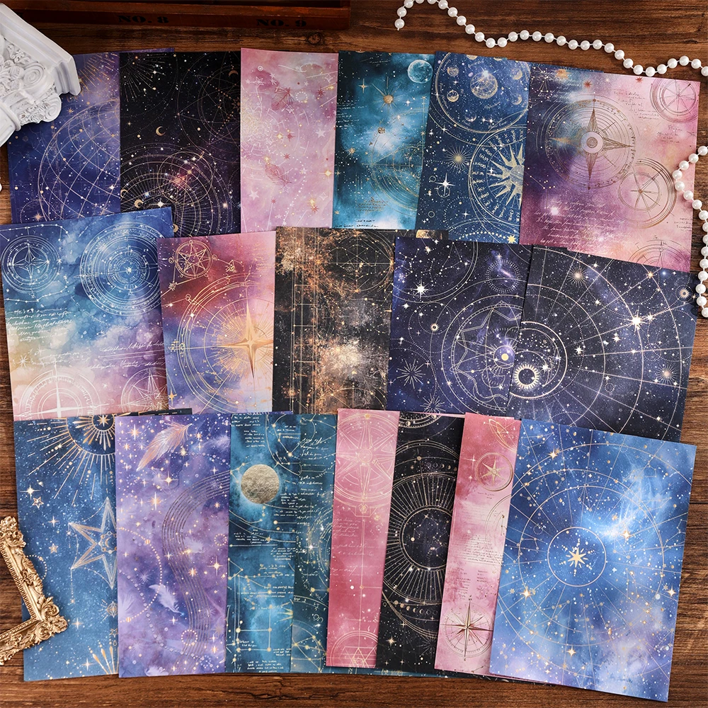 160 ورقة خمر السماء المرصعة بالنجوم قصاصات ورقية غير لزجة كبيرة الحجم صفحات الزخرفية مع 160 تصميمًا فريدًا للمجلات غير المرغوب فيها #3