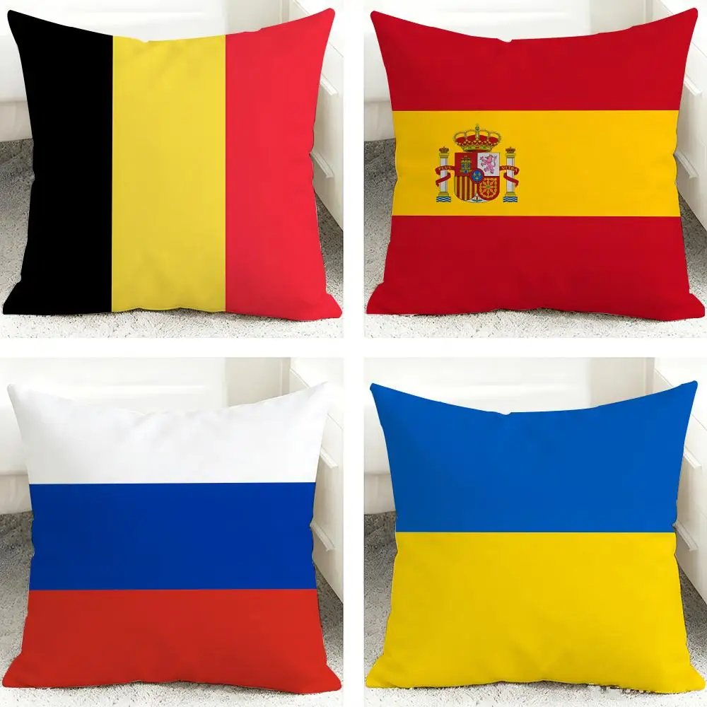 Germany France Spain UK Ukraine Cushion Cover 40x40cm Square Decorative Sofa Cushion Cover Bedroom Living Room Home Decor Gift