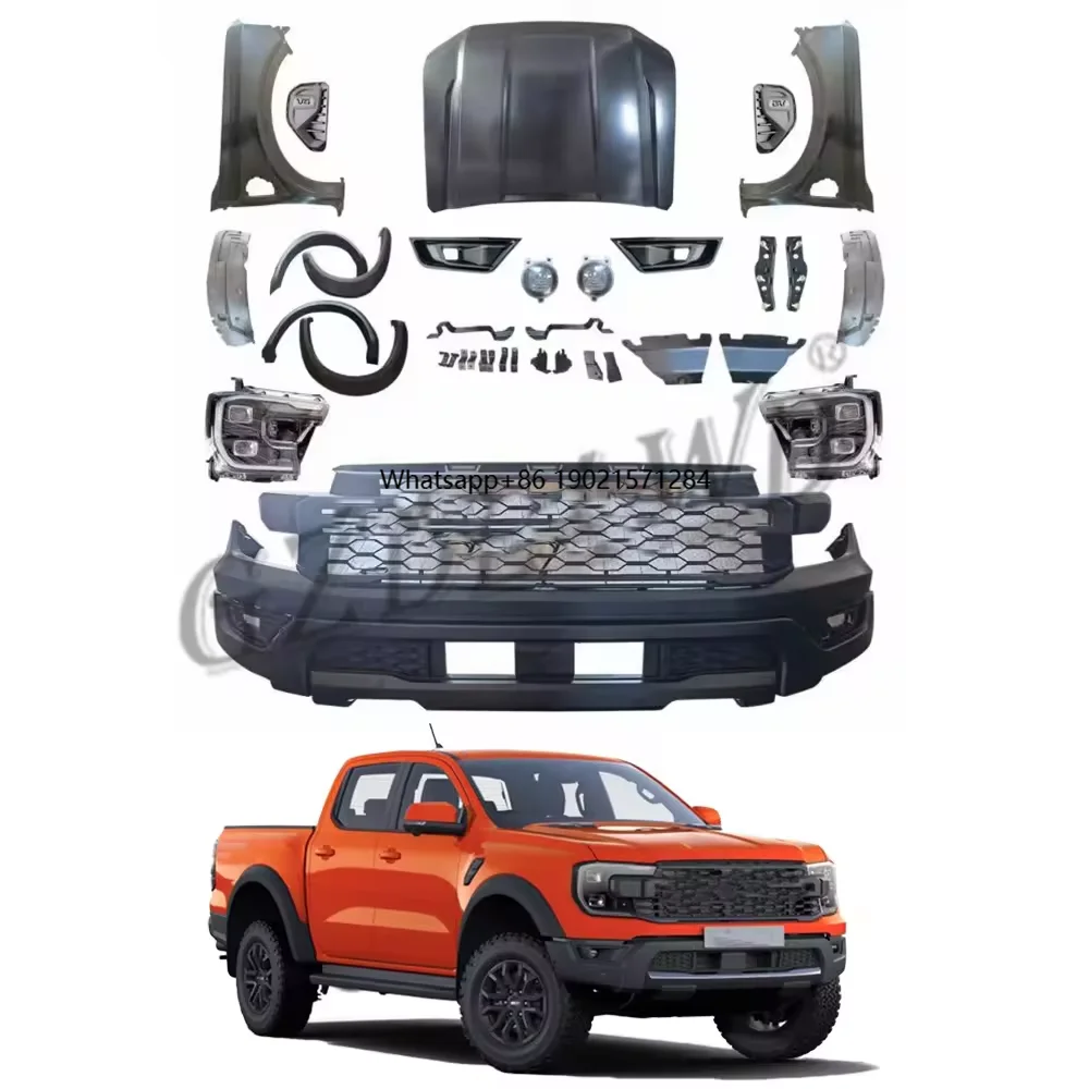 

GZDL4WD Auto Exterior Accessories 4x4 Car Conversion Kit ABS for Ranger T6 T7 T8 Upgrade to T9 Raptor 2022+ Upgrade Body Kits