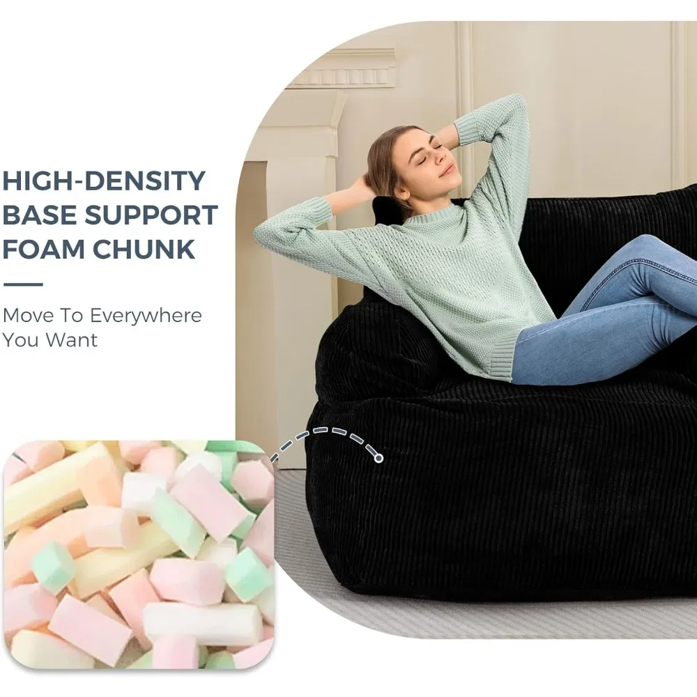 Large Bean Bag Chair, 44 Inch, with Padding, Large Living Room Bean Bag Chair for Adults,Casual Lazy Boy SofaBean Bag Sofa Chair