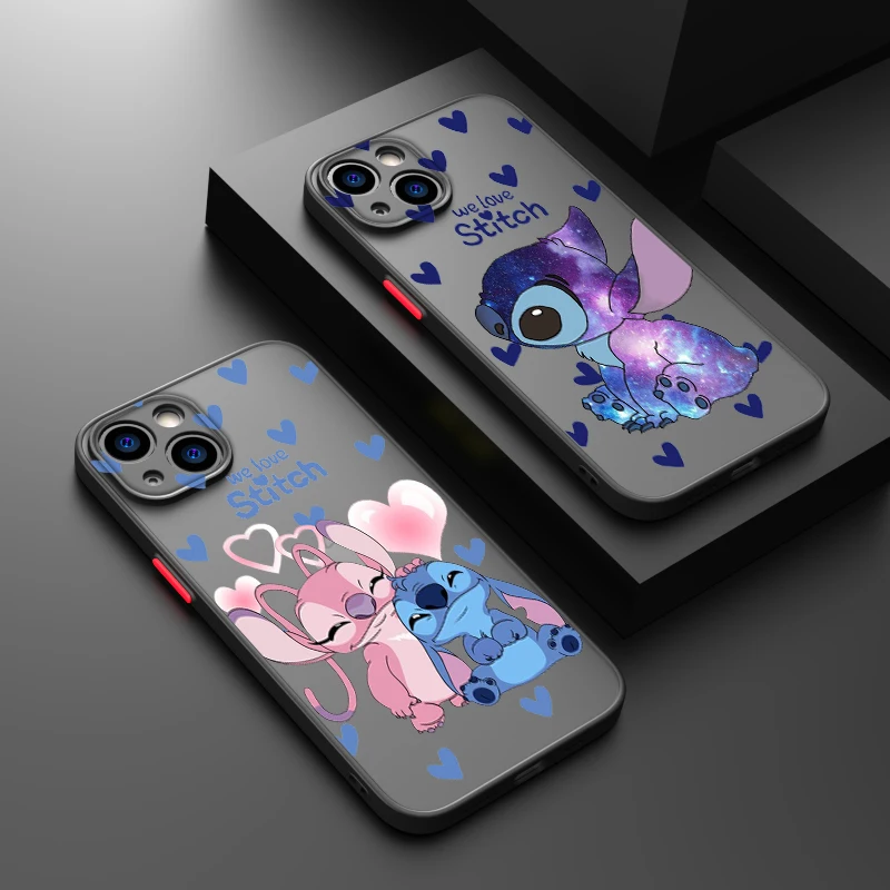 

Cartoon Stitch Angel Phone Case For IPhone 16 15 14 13 12 11 Mini Pro Max X XR XSMax 7 8 Plus Matte Transparent Back Cover