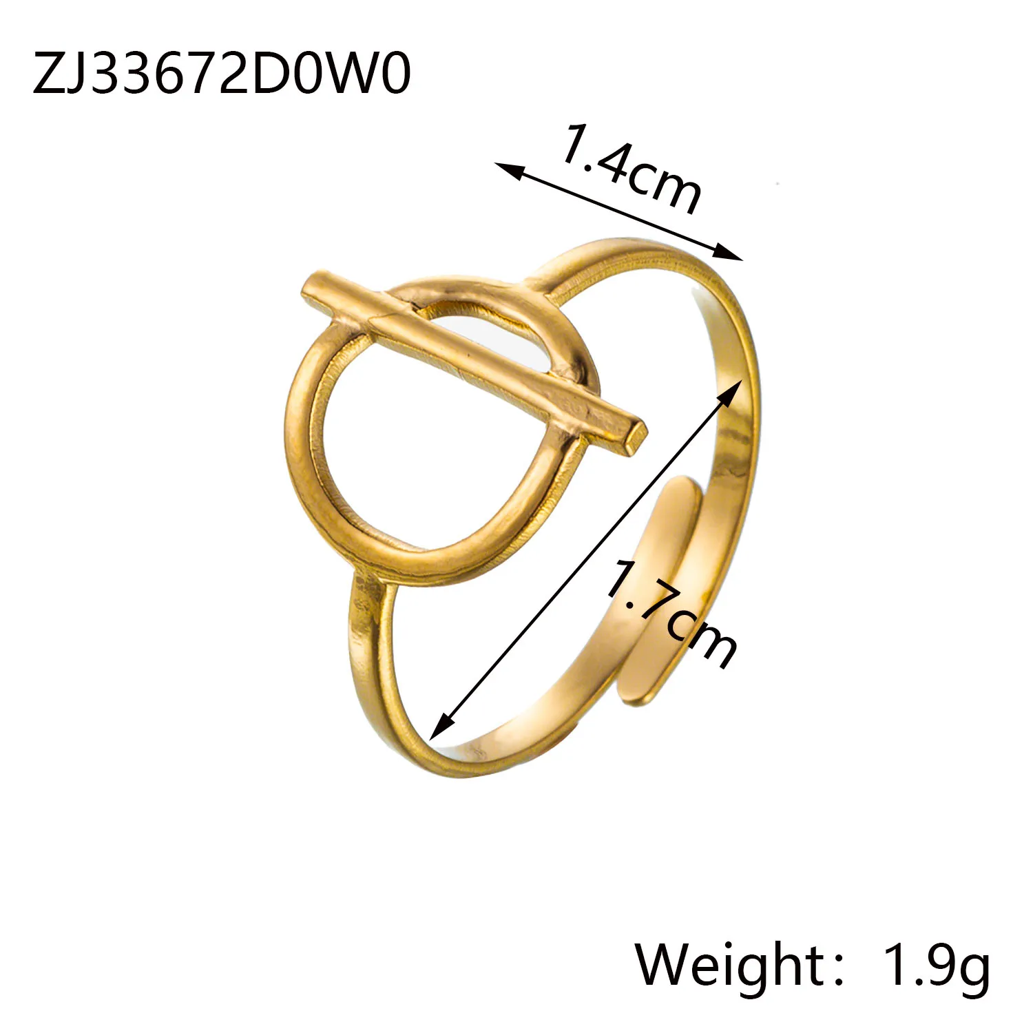 CARLIDANA Ins Geometric Fashion Irregular Hollow Muti Layer Chain 18K Gold Plated Stainless Steel Open Ring for Women Jewelry image 4