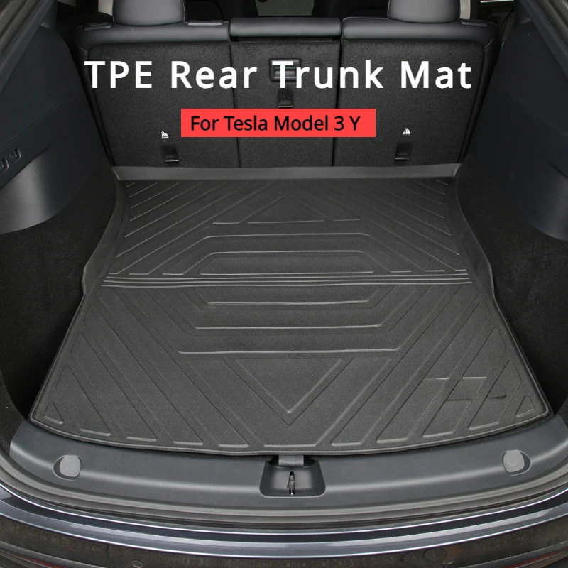 For Tesla Model 3 Y 2023 Rear Trunk Mat TPE Storage Box Pads Cargo Liner Pad Waterproof Wearable Protective Mat Car Accessories