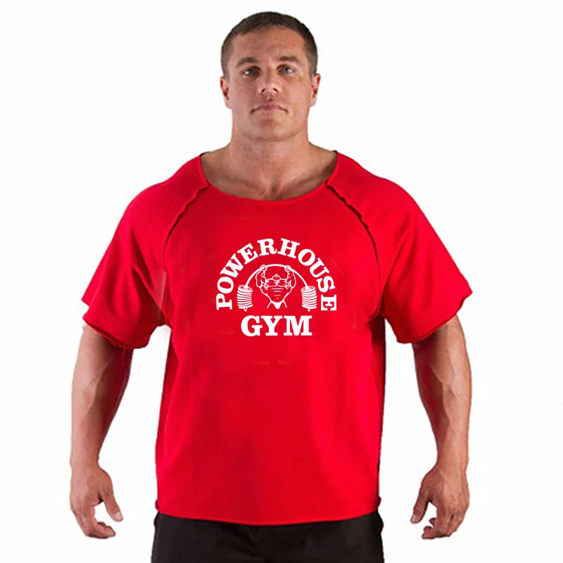 Men\'s T Shirts Fitness Men Bodybuilding Shirt Batwing Sleeve Rag shirt Gym Fitness Muscle Running T shirt