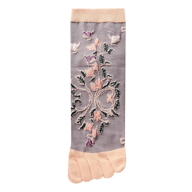 Toe Socks Women Mid-Tube Cotton Three-dimensional Small Flower 5 Finger Socks Harajuku Kawaii Women Socks