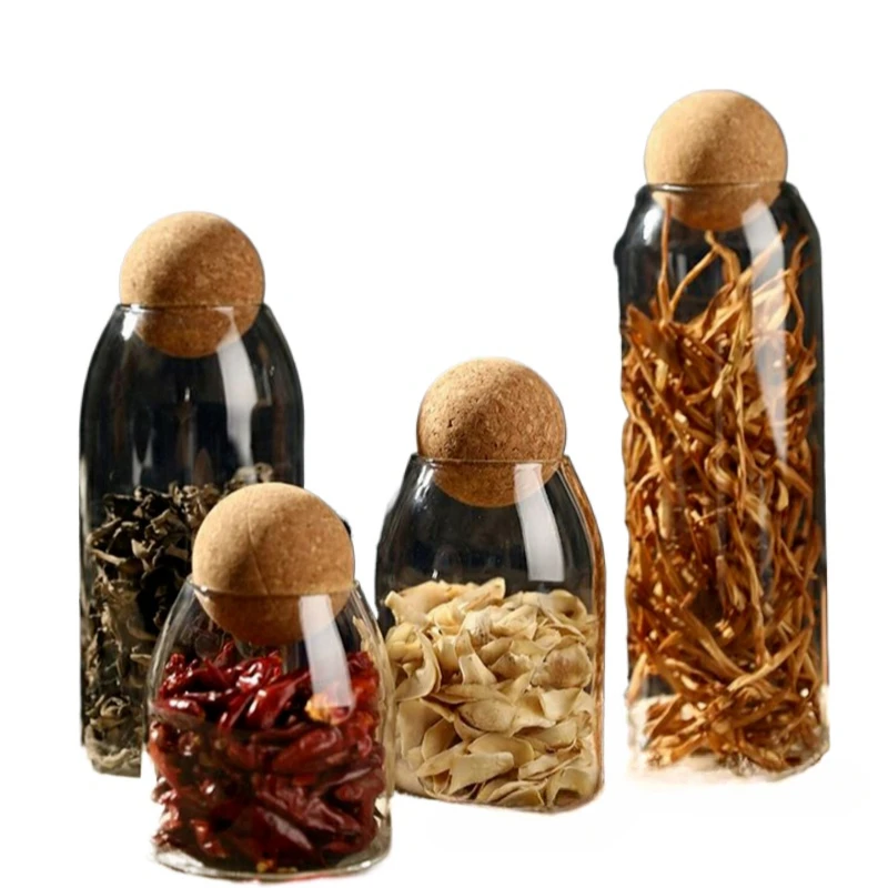 

:Round Glass Sealed Jar Snack Coffee Bean Storage Tank Tea Storage Tank Household Kitchen Storage Bottle Home Decoration
