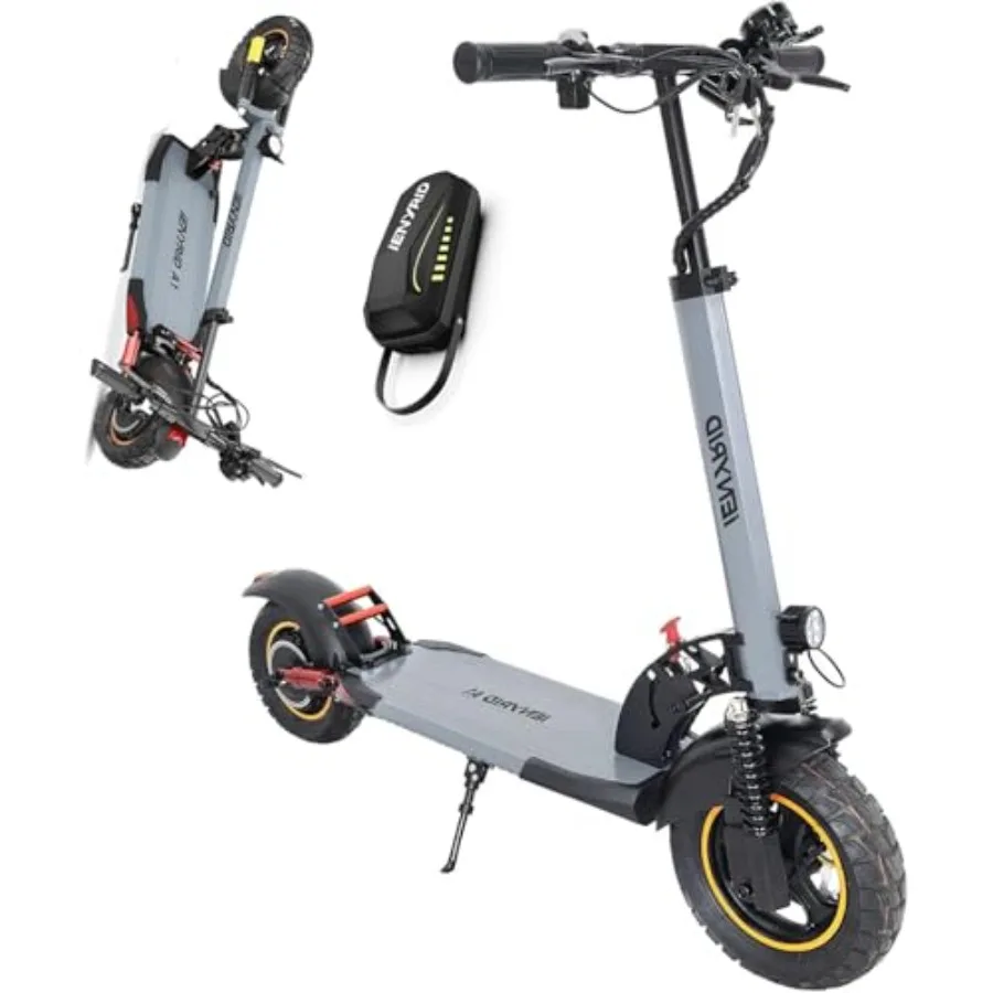 

Urban commuter electric scooter with aluminum alloy frame, matte black finish, 1000W motor for 28MPH speed, dual braking system