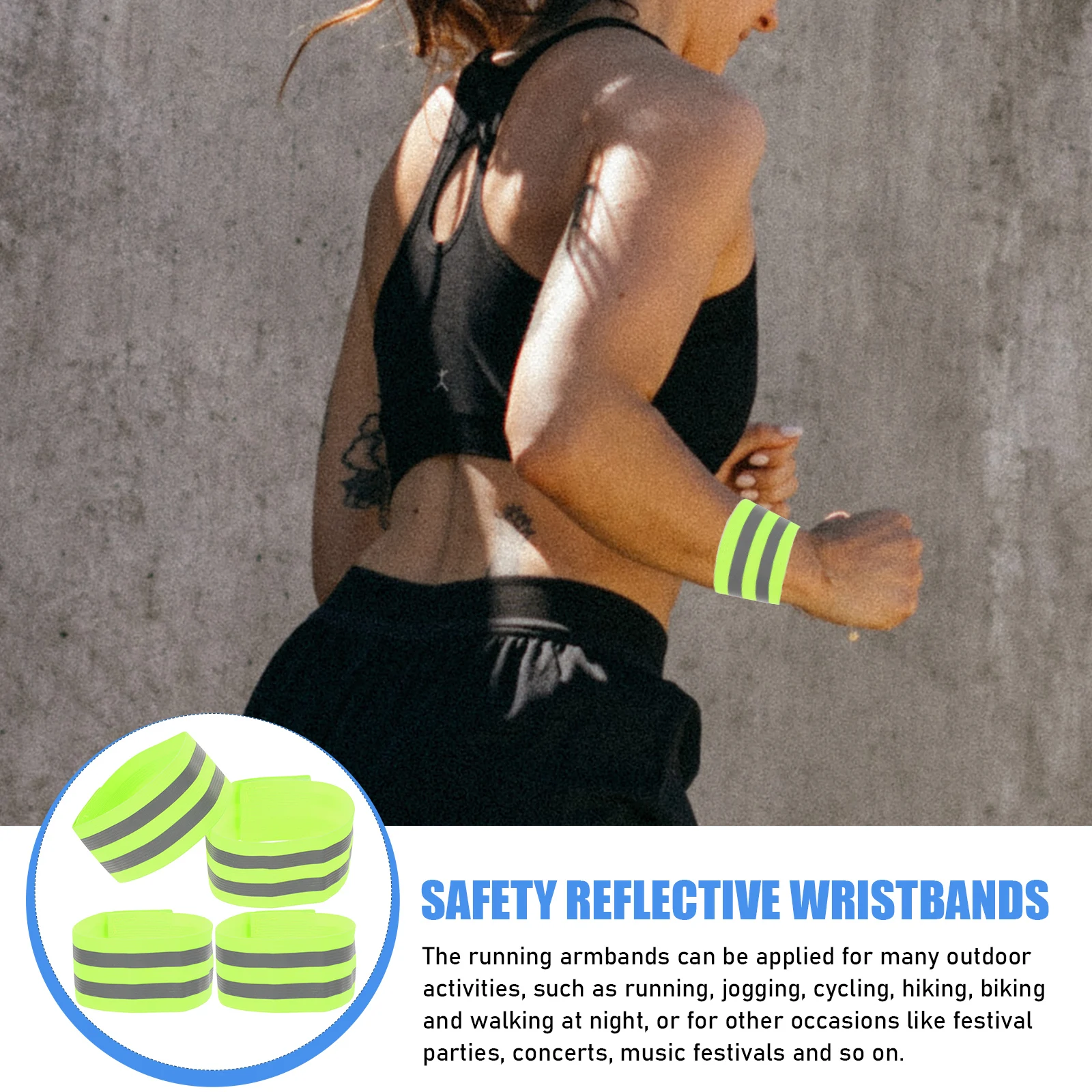 

4pcs High Visibility Reflective Wristbands Creative Safety Armbands For Night Running Cycling Walking
