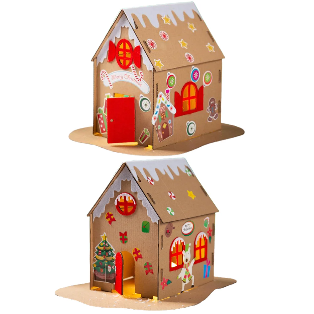 2 Sets Toys DIY Biscuit House Table Decor Creative Self Made Wooden Homemade Hut