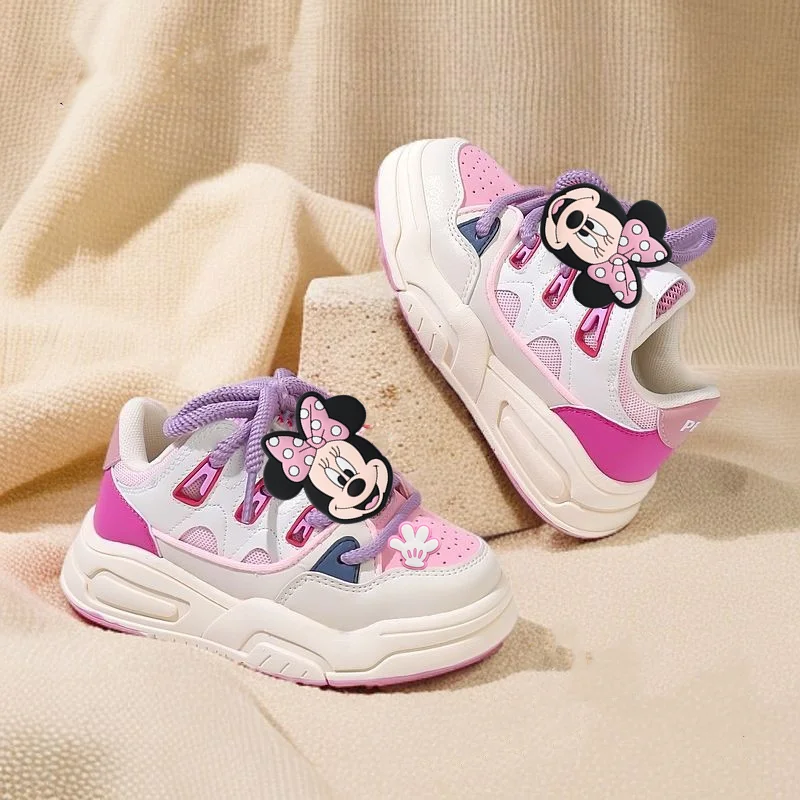 

2026 kids cute Spring Autumn New Girl Casual Shoes Baby Disney Minnie Mouse Children Sneakers Cartoon Boy Board Toddler Shoes