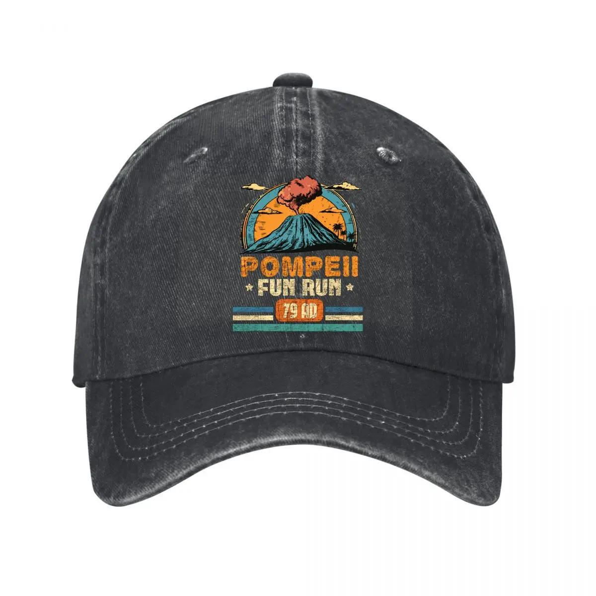 Pompeii Fun Run 79 AD Erupting Volcano Vintage Baseball Cap Men Women Distressed Washed Sun Cap Outdoor Workouts Hat