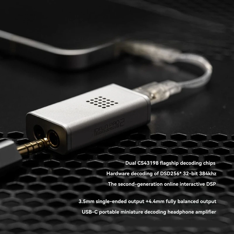 Super Sale Dawn Pro 2 USB DAC AMP Headphone Amplifier Dual CS43198 PCM384 DSD256 with Interactive DSP 3.5mm+4.4mm 32bit/384KHZ