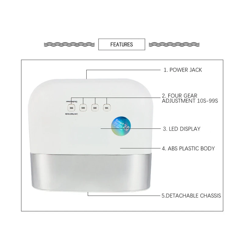 SUNUV Prego Secagem Máquina, SUN3 Prego Secador, Lâmpada Prego Inteligente, Temporizador Digital Invisível, Memória Display, 2.0, 48W, Lâmpada LED UV