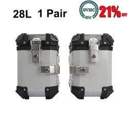 1 Pair 28L Universal Motorcycle Rear Top Box Side Luggage Case Motos Storage Trunk Lock Travel Toolbox Aluminum Alloy Side Box
