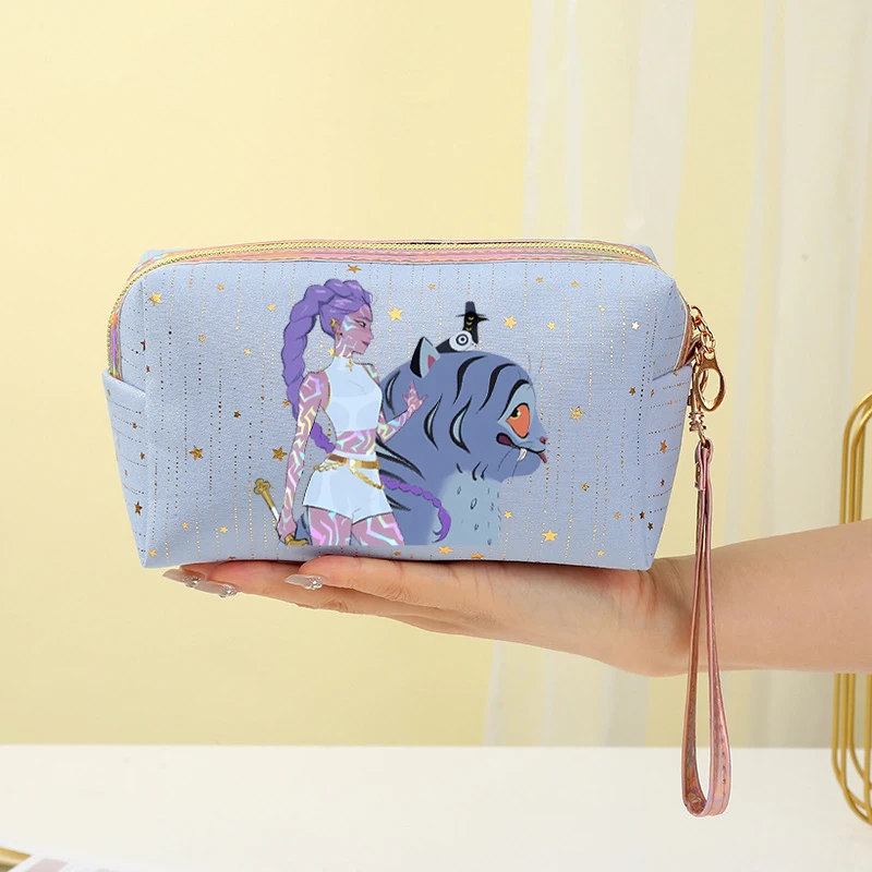 

KPop Demon Hunter Makeup Bag Moisture Proof Breathable Travel Bag Fashion Cartoon Anime Pattern Makeup Bag Friend Birthday Gift