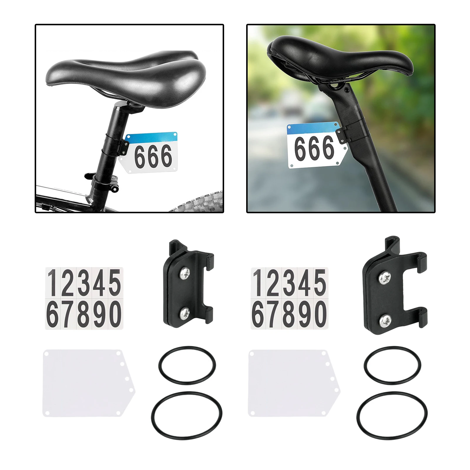 Racing Number Plate Holder Race Cards Bracket with Bands parts Release PP for Cycling Rear Rack Triathlon Road Bike Racing