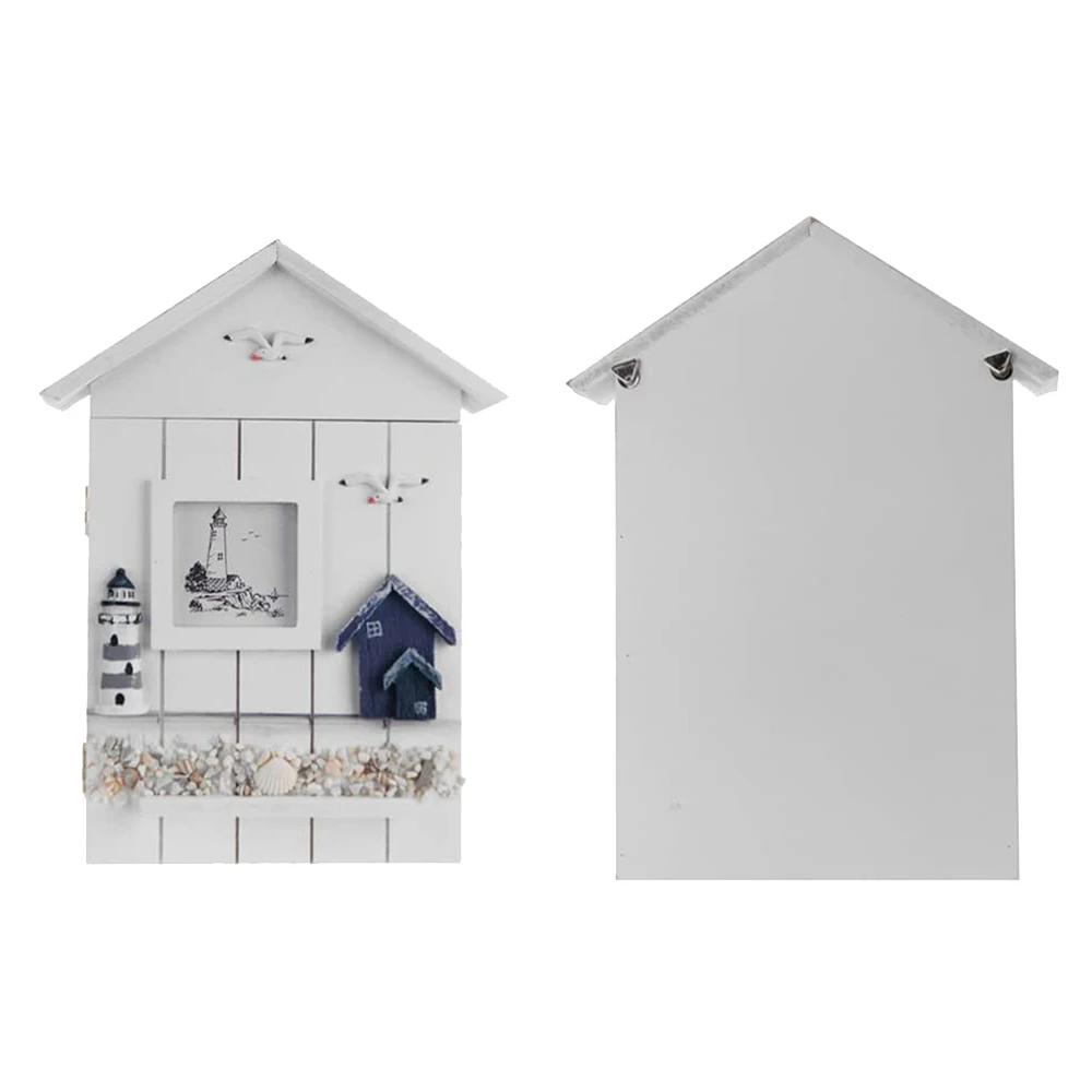 خزانة مفاتيح على طراز البحر الأبيض المتوسط مصنوعة من الخشب على الطراز البحري مثبتة على الحائط وحامل مفاتيح خشبي وخزانة صندوق تخزين