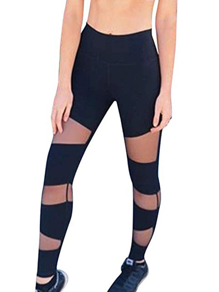 Mallas deportivas de cintura alta para mujer, Leggings ajustados de realce para gimnasio, pantalones sexis para correr, color negro