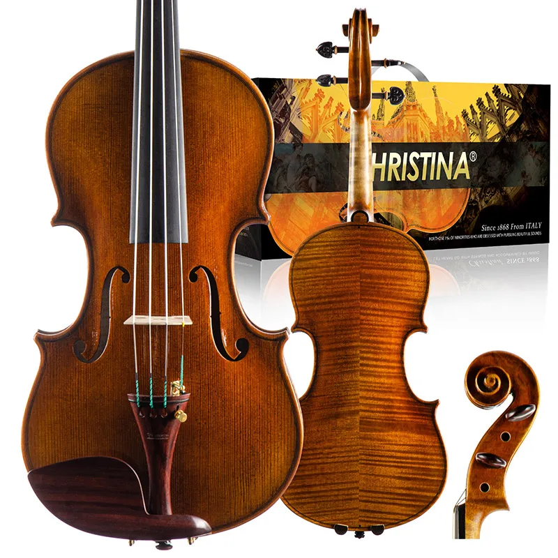 CHRISTINA Handmade Professional Violin S500 4/4 Size Antique Style Premium European Spruce Fine-grained Flame Maple