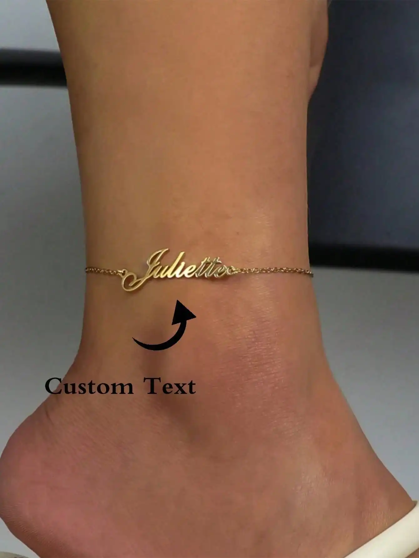 Ladies personalized custom name anklet, stainless steel silver leg chain, ladies ankle chain, Fashion Foot Jewelry